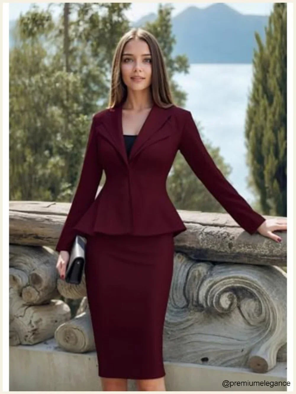 Ultra Stretch Office Blazer Double Notch Lapel Shoulder Pads Work